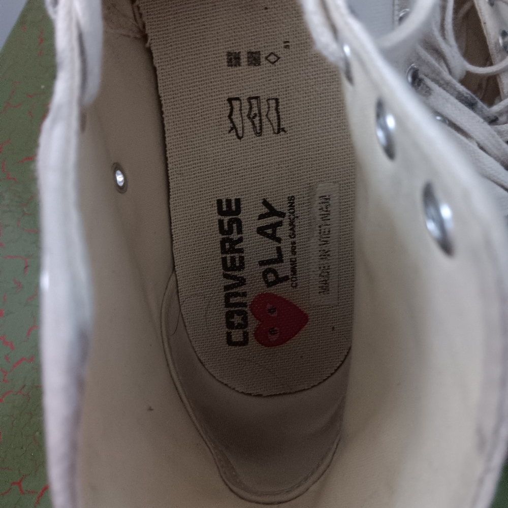 Converse Play Comme Des Garcons High Top White Shoes M9 W11‎ - Picture 6 of 7